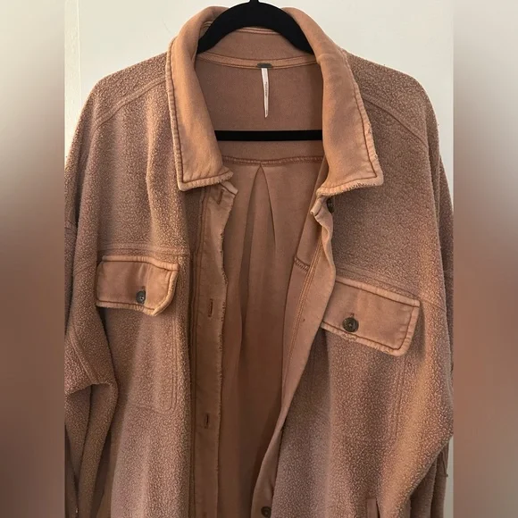 Free People Ruby Jacket Shacket Mauve Rose Pink XL Oversized - Picture 7 of 8
